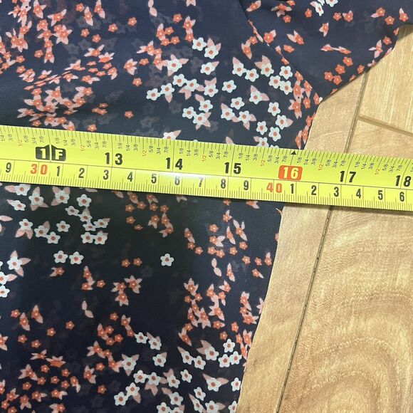 Michael Kors Georgette Shirt Dress Size XXS Navy Blue Floral Pleated Cheer Party - Picture 8 of 10